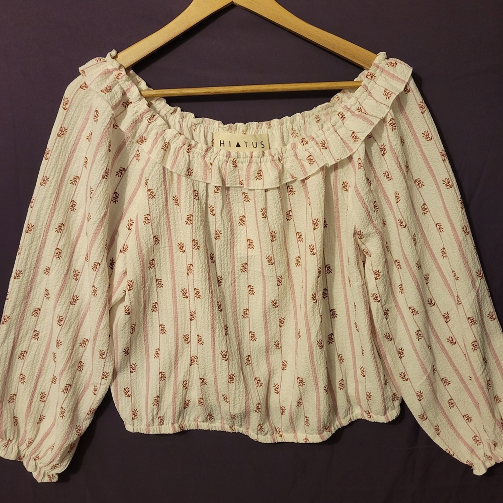 Hiatus Women's Striped Floral Blouse - Cream